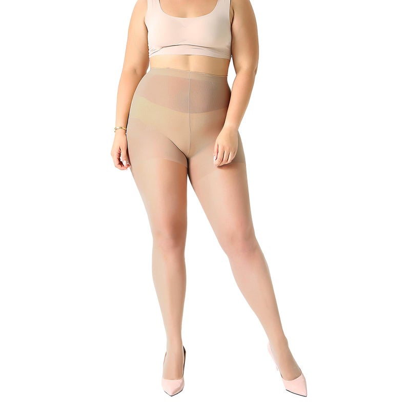 MANZI Women's 2 Pairs Plus Size Control Top Ultra-Soft Pantyhose Size XXXL - Image 2